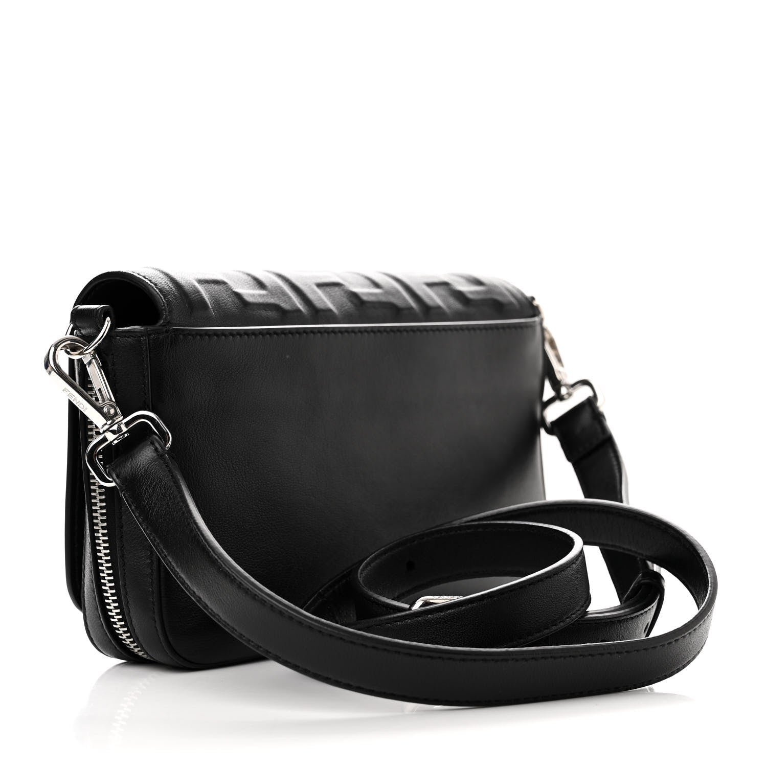 Fendi Nappa FF 1974 Embossed Mini Expandable Flap Bag Black 3 of 11