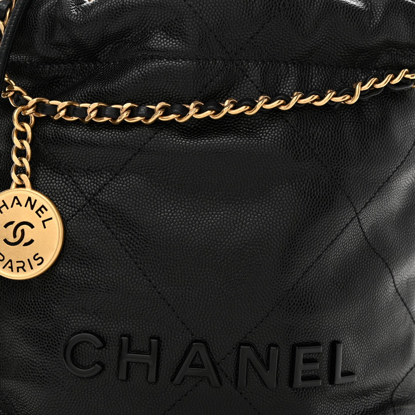Shiny Caviar Quilted Monochrome Mini Chanel 22 Black