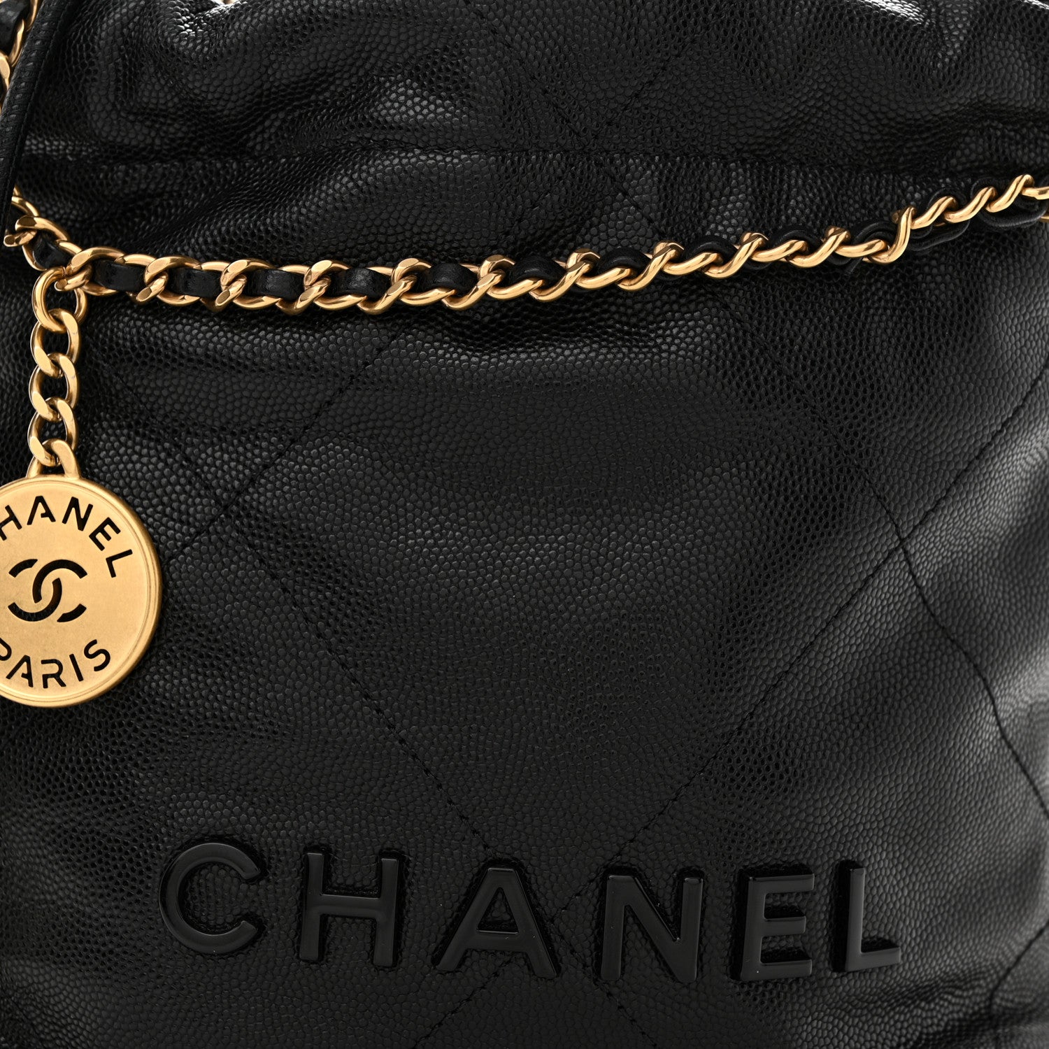 Chanel Shiny Caviar Quilted Monochrome Mini Chanel 22 Black 8 of 11