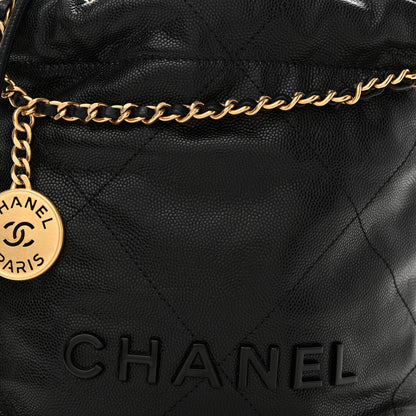 Chanel Shiny Caviar Quilted Monochrome Mini Chanel 22 Black 8 of 11