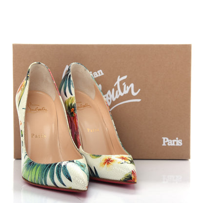 Christian Louboutin Crackled Calfskin Hawaiian Print Pigalle Follies 100 Pumps 36 White 10 of 10