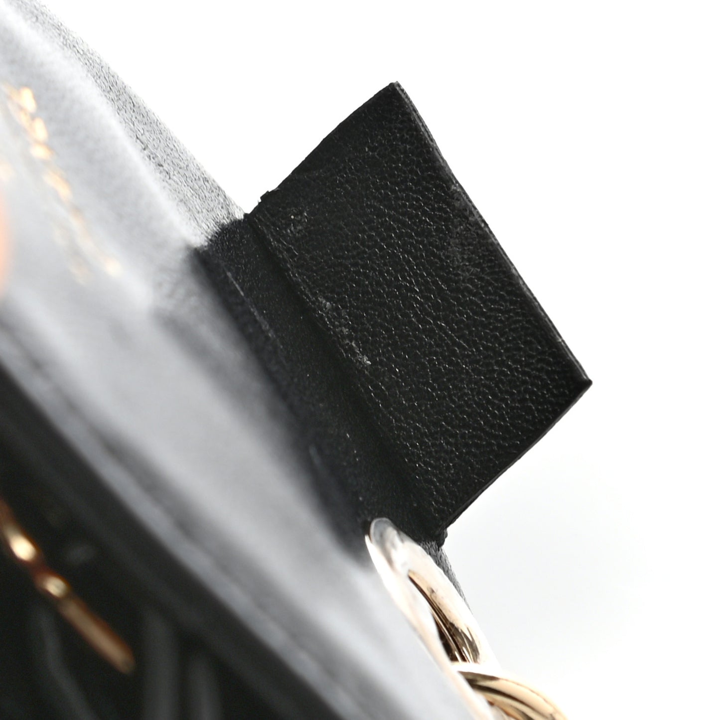 Lambskin Quilted Round Luggage Tag Black