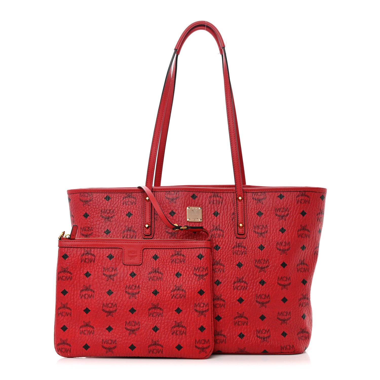 MCM Visetos Medium Anya Shopper Tote Ruby Red 1 of 26