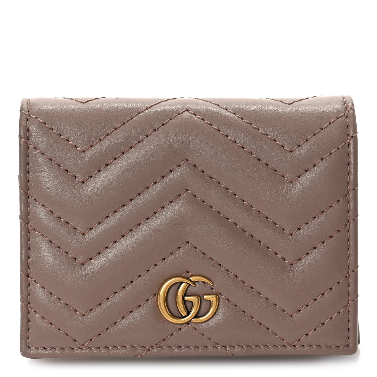 Calfskin Matelasse GG Marmont Card Case Wallet Porcelain Rose