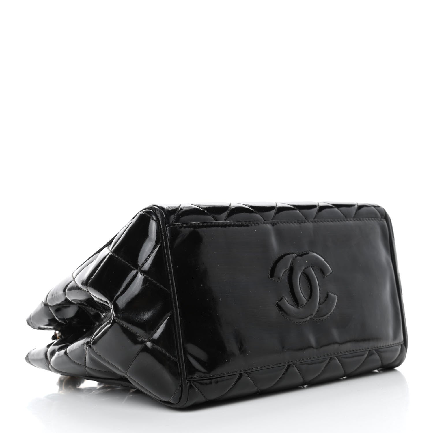 Chanel Patent Quilted CC Shoulder Bag Black 3 of 4