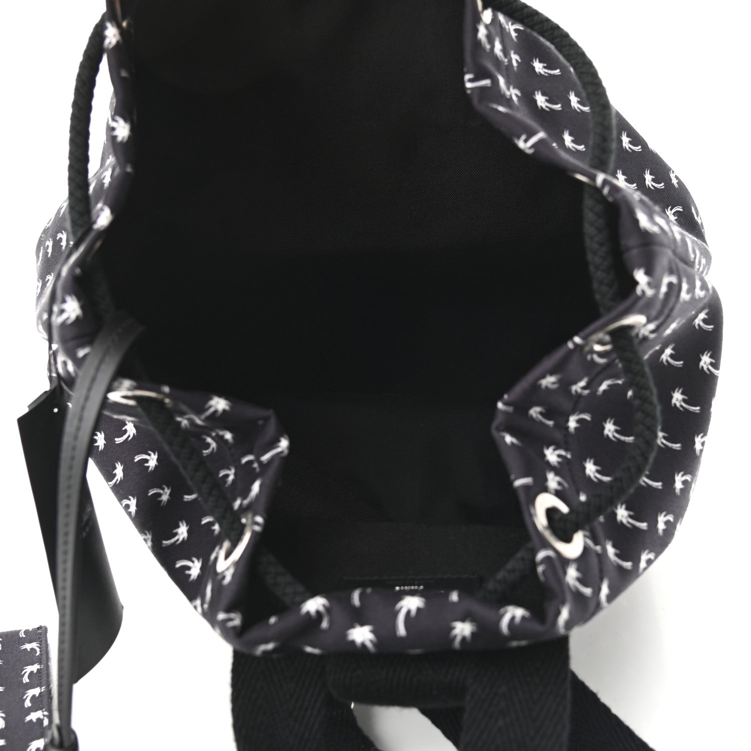 Saint Laurent Canvas Palm Tree Print City Sailor Backpack Black White 6 of 9