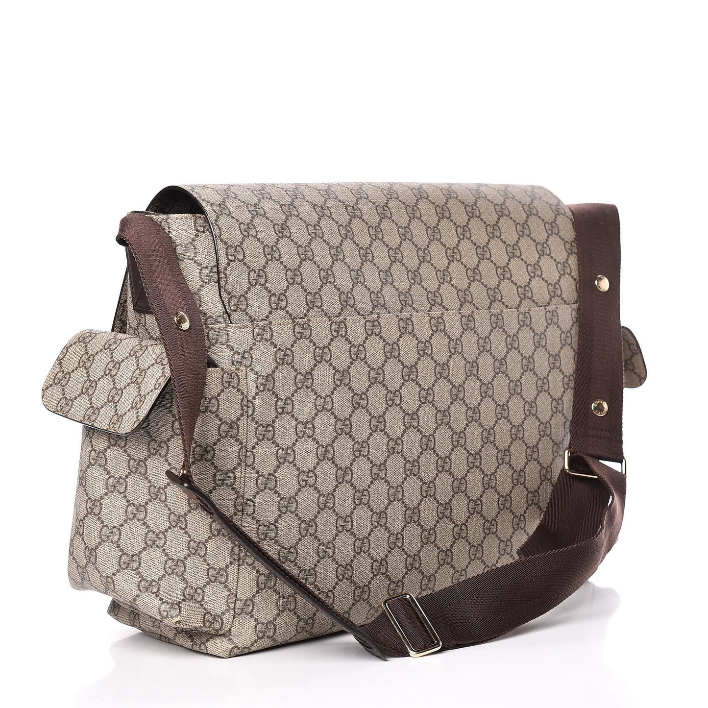 GG Plus Monogram Messenger Diaper Bag Dark Brown