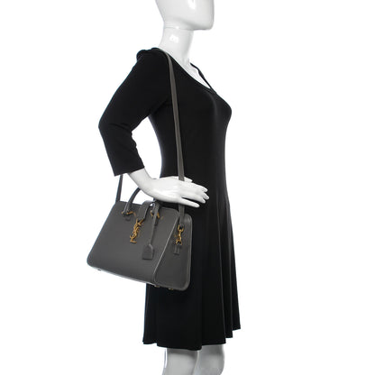 Saint Laurent Calfskin Small Monogram Cabas Grey 2 of 11