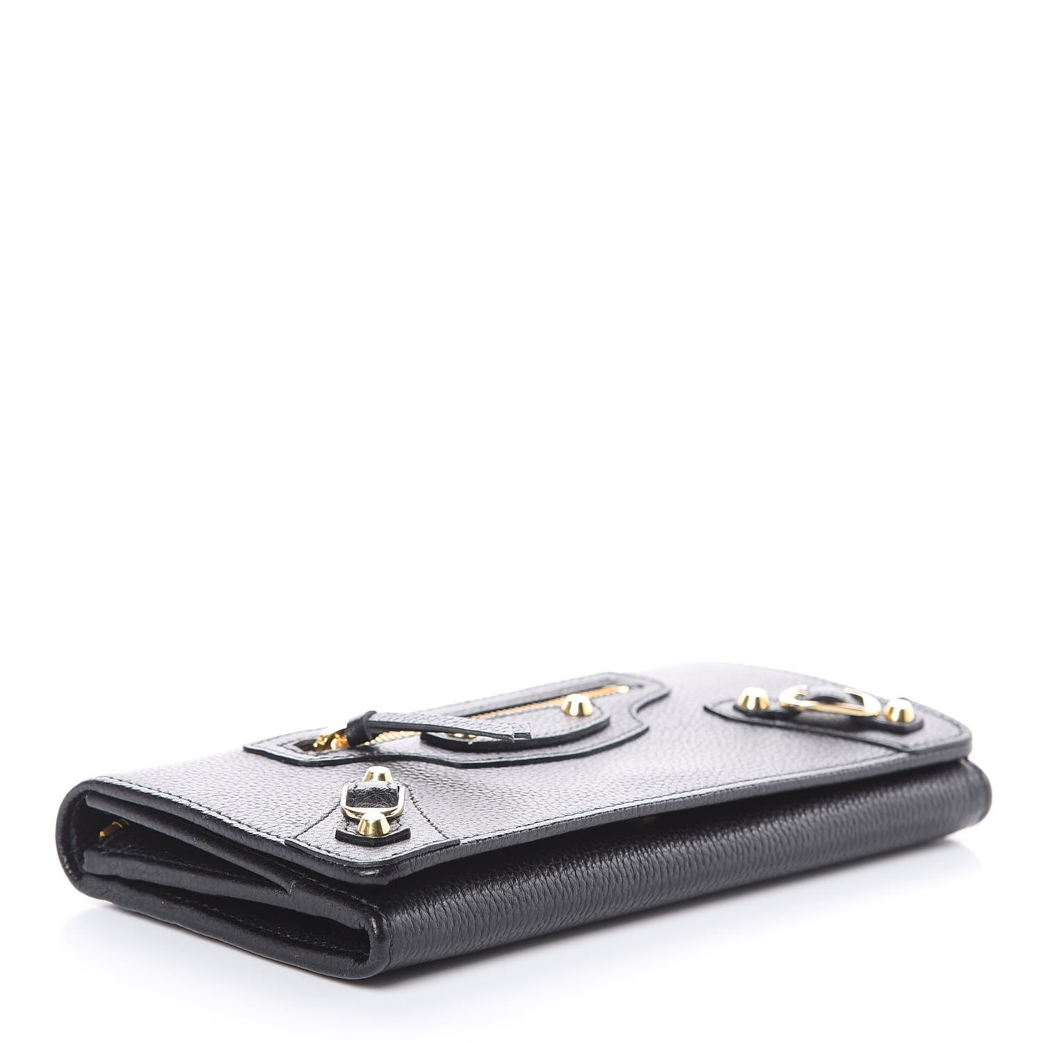 Balenciaga Grained Calfskin Classic Gold Hardware Money Wallet Black 4 of 9