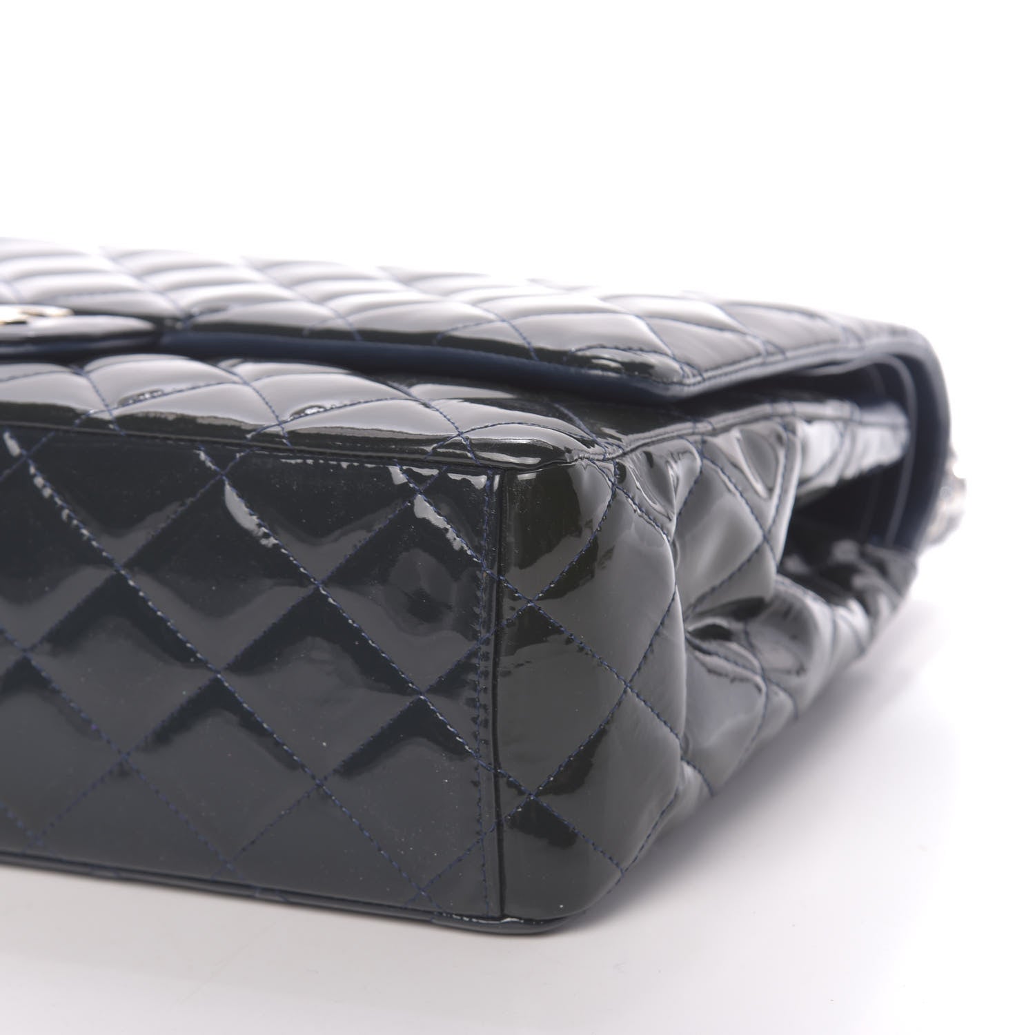 Chanel Patent Quilted Maxi Double Flap Navy Blue 14 of 15
