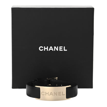Chanel Calfskin Logo Buckle Bracelet S Black 5 of 5