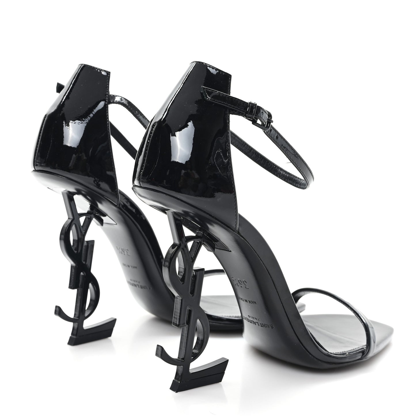 Patent Calfskin Opyum 110 Sandals 36.5 Black
