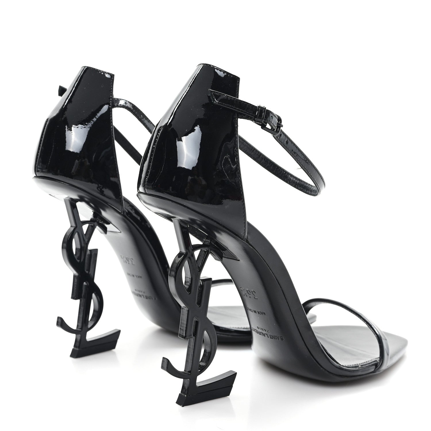 Saint Laurent Patent Calfskin Opyum 110 Sandals 36.5 Black 5 of 9