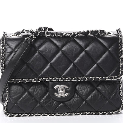 Chanel Crumpled Calfskin Medium Chain Flap Black 7 of 10