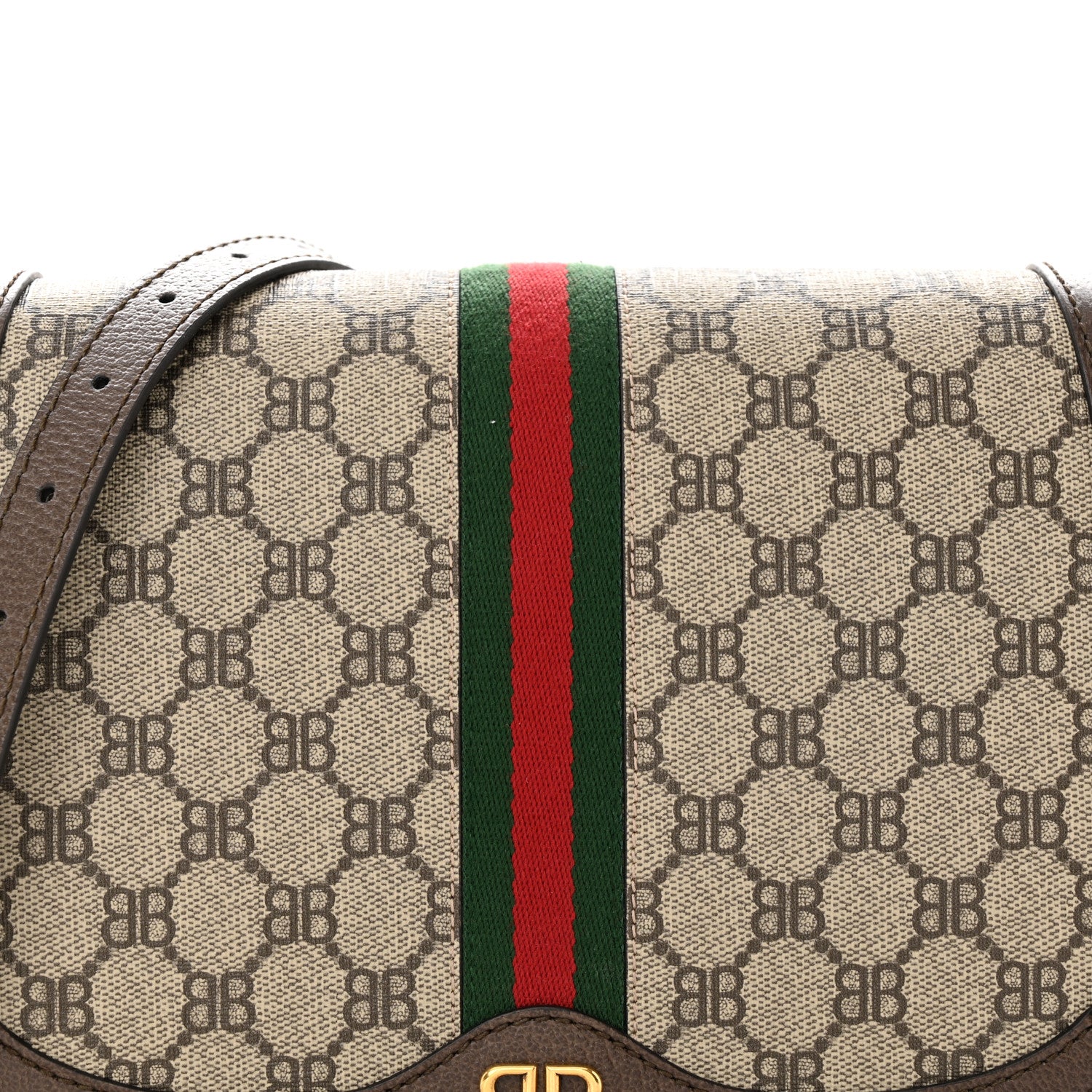 Gucci X BALENCIAGA BB Supreme Monogram Web Small Ophidia Shoulder Bag Beige New Acero 8 of 14