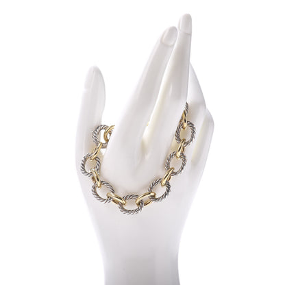David Yurman Sterling Silver 18K Yellow Gold 12mm Large Oval Link Bracelet 2 of 4