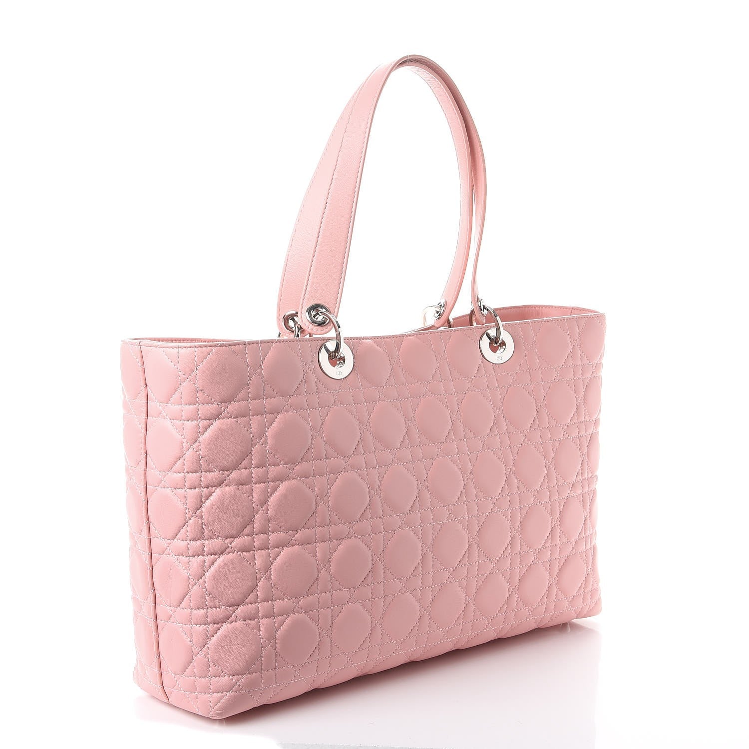 Christian Dior Lambskin Cannage Large Lady Dior Shopper Tote Pink 3 of 8