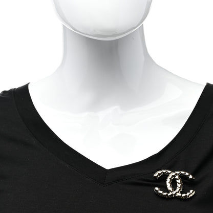 Chanel Metal CC Heart Brooch Gold Silver 2 of 4