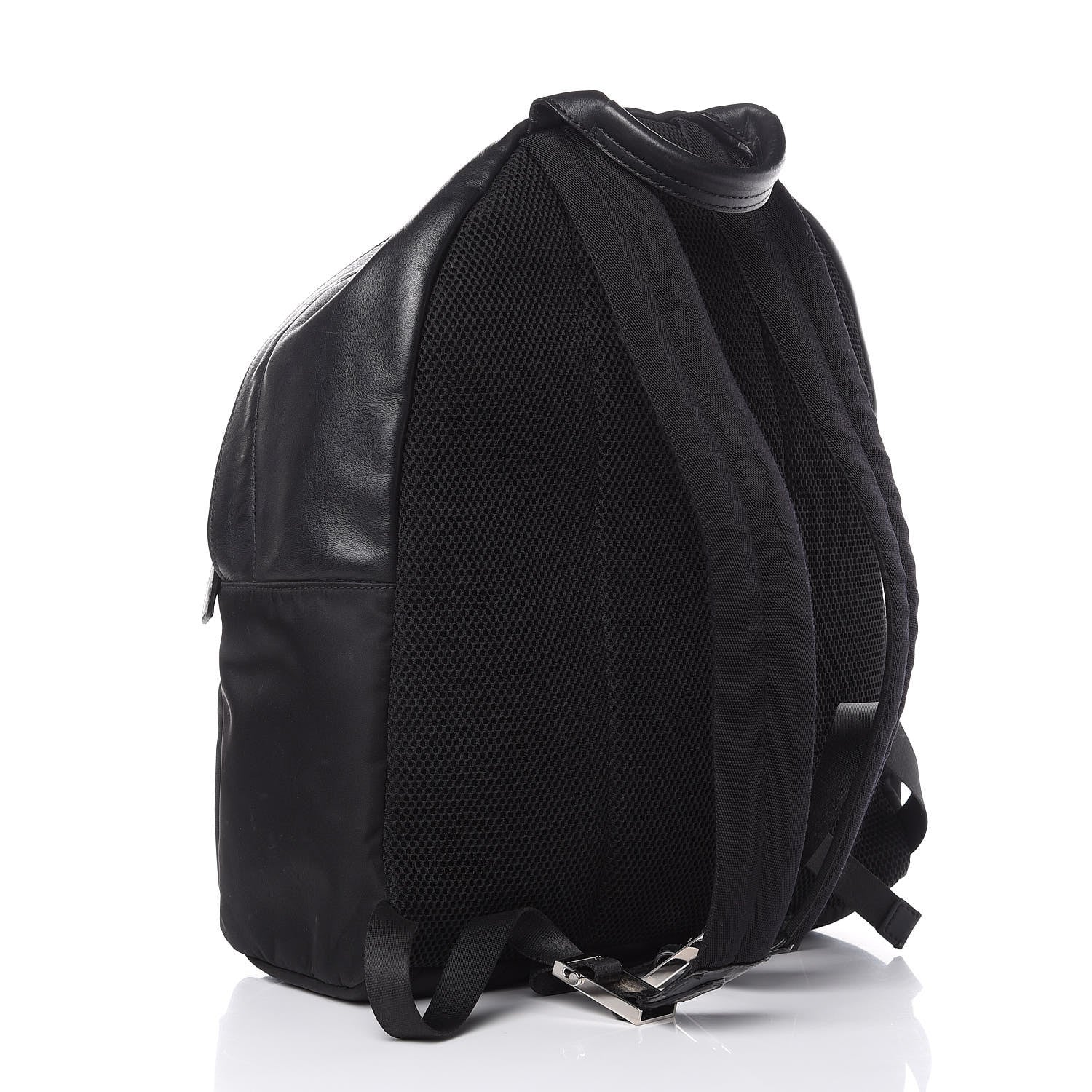 Fendi Nylon Vitello Liberty Vitello Dolce Monster Eyes Rounded Backpack Black Sunflower 4 of 14