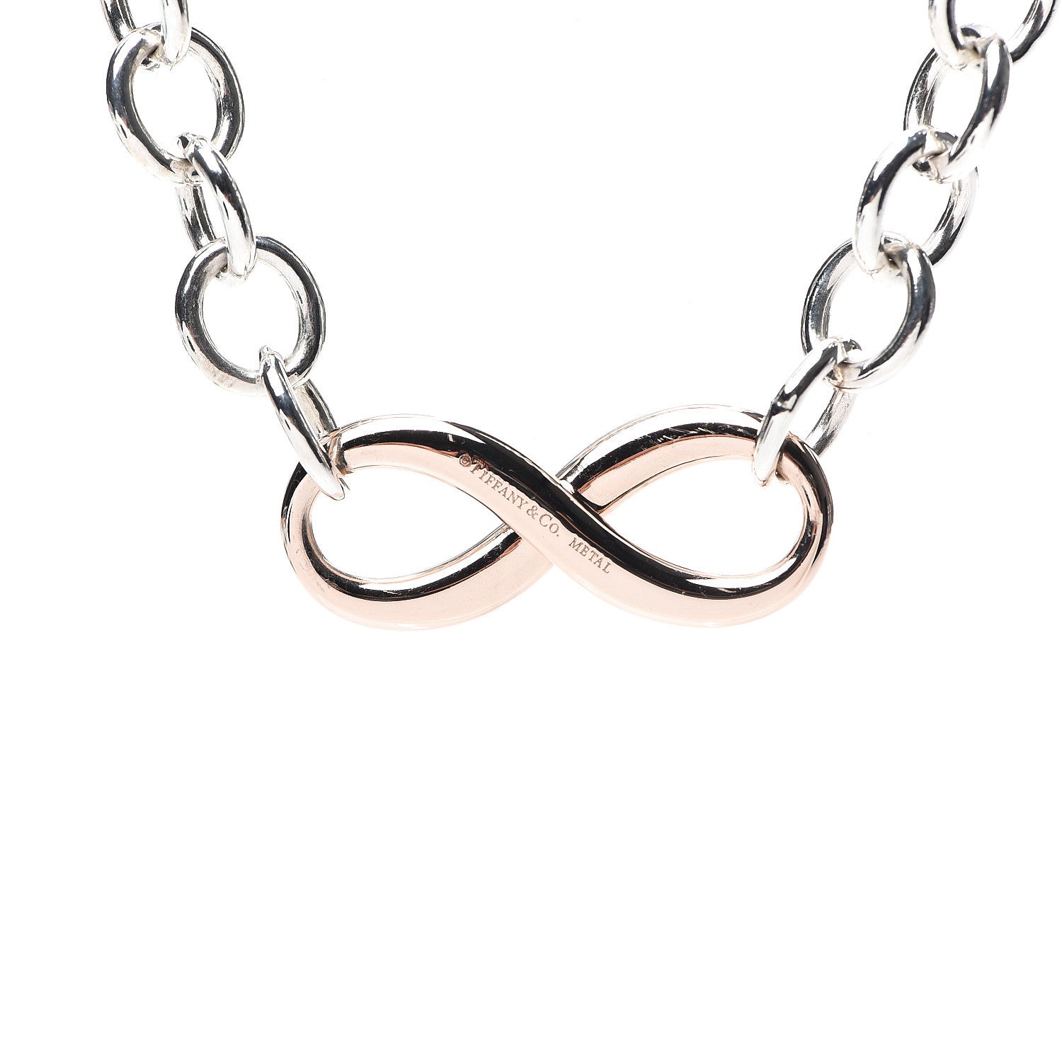 Tiffany Sterling Silver Rubedo Infinity Link Necklace 4 of 5