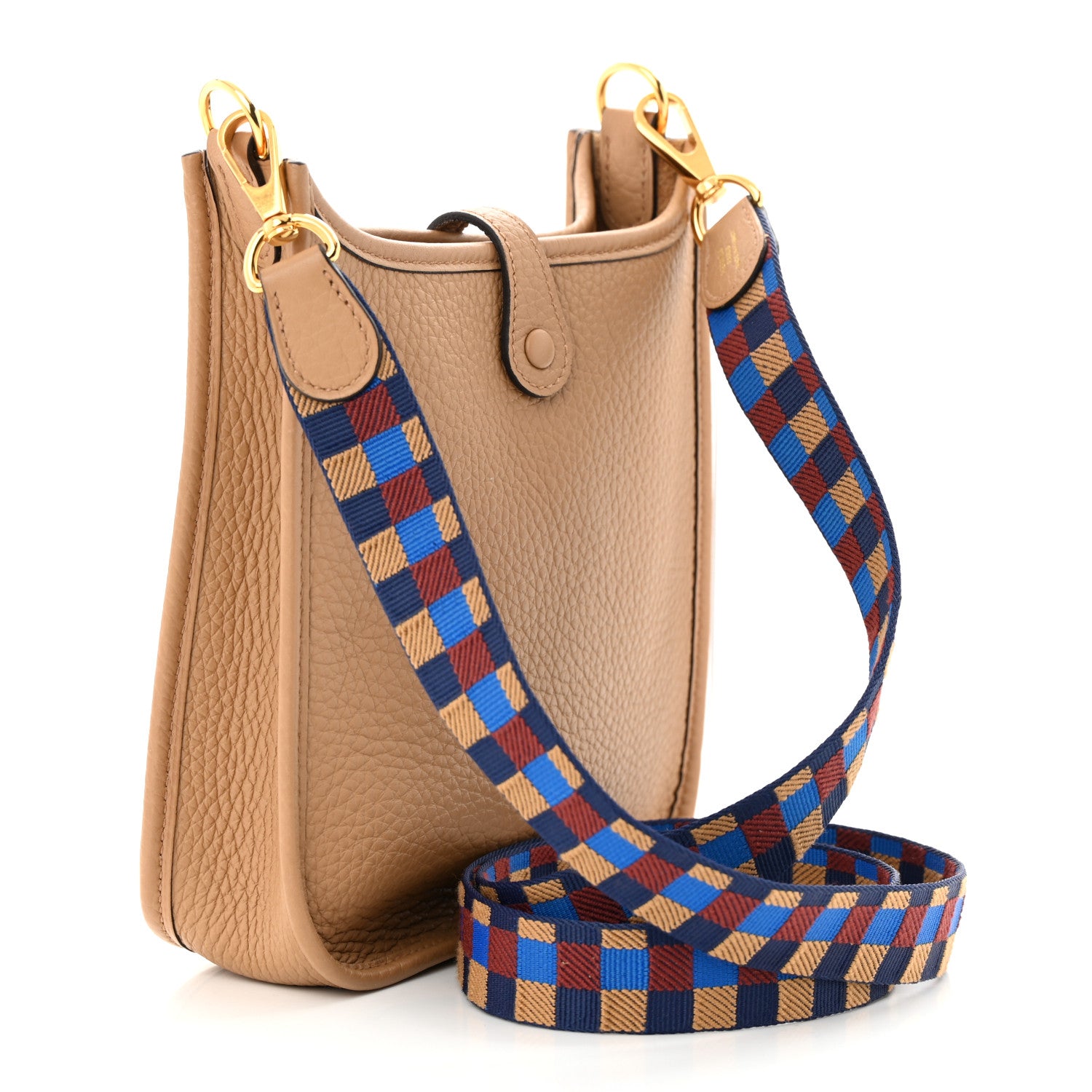 Hermes Taurillon Clemence Maxi Quadrille Evelyne TPM Chai Bleu Rouge H Bleu Saphir 3 of 11