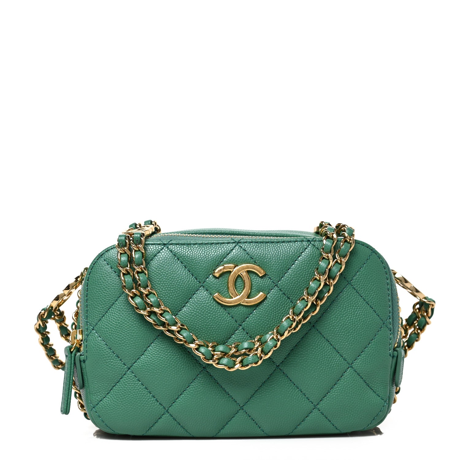 Chanel Caviar Quilted Mini CC You Camera Case Dark Green 1 of 9