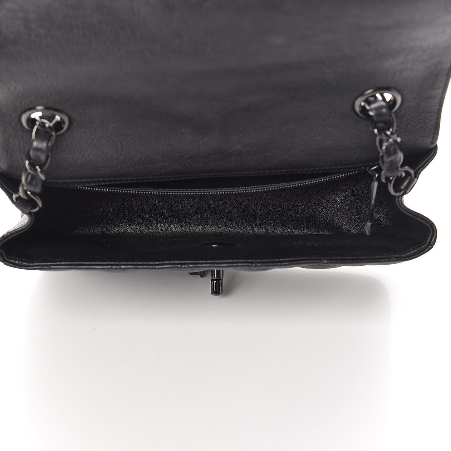 Crumpled Calfskin Quilted Mini Rectangular Flap So Black