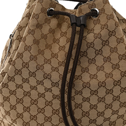 Gucci Monogram Dollar Calfskin O Drawstring Backpack Beige Ebony Testa di Moro Dark Chocolate 7 of 11