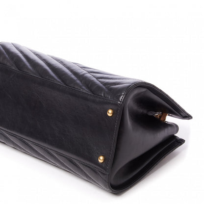 Chanel Calfskin Chevron Quilted Gabrielle Tote Black 6 of 9