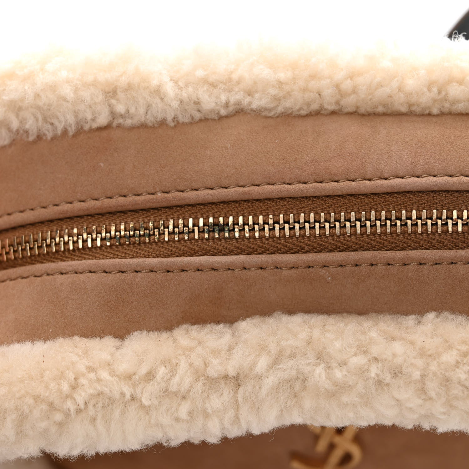 Saint Laurent Suede Shearling Lou Belt Bag Natural Tan 9 of 13