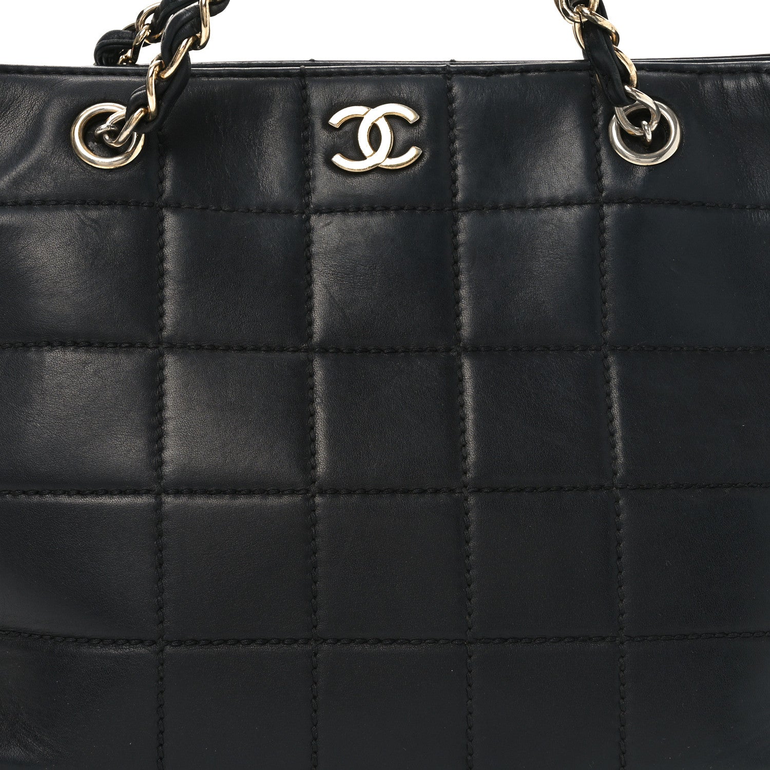 Chanel Calfskin Stitched Chocolate Bar Shopping Tote Black 8 of 11
