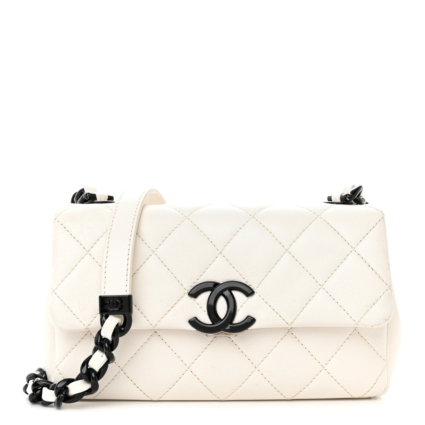 Caviar Quilted My Everything Small Flap White Black