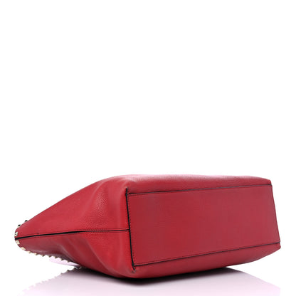 Valentino Garavani Grained Calfskin Rockstud Shoulder Tote Rosso Valentino 4 of 14