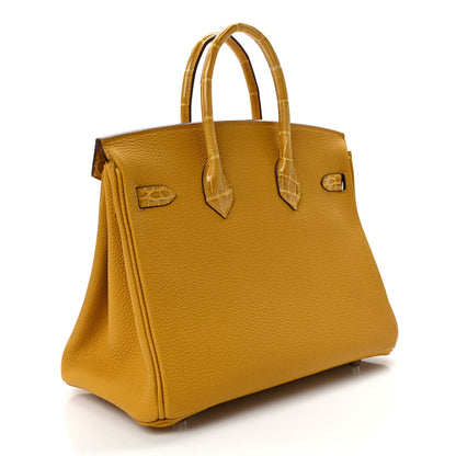 Hermes Togo Shiny Niloticus Crocodile Birkin Touch 25 Jaune Ambre 3 of 8