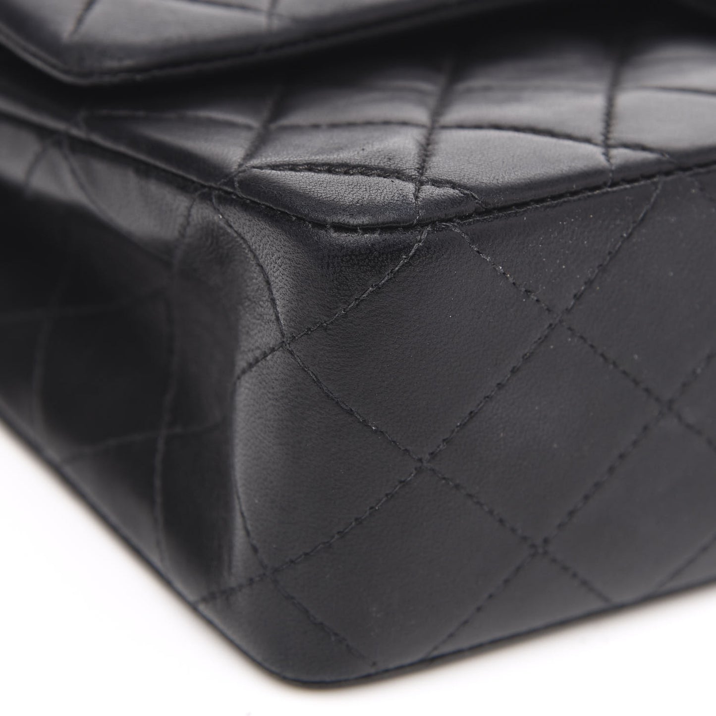 Lambskin Quilted Medium Double Flap Black
