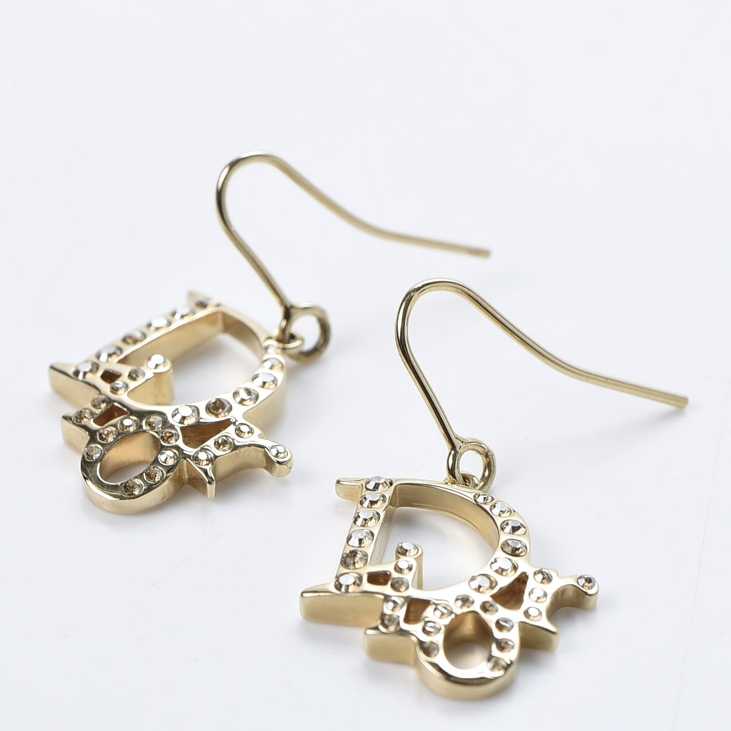 Crystal Logo Earrings Gold
