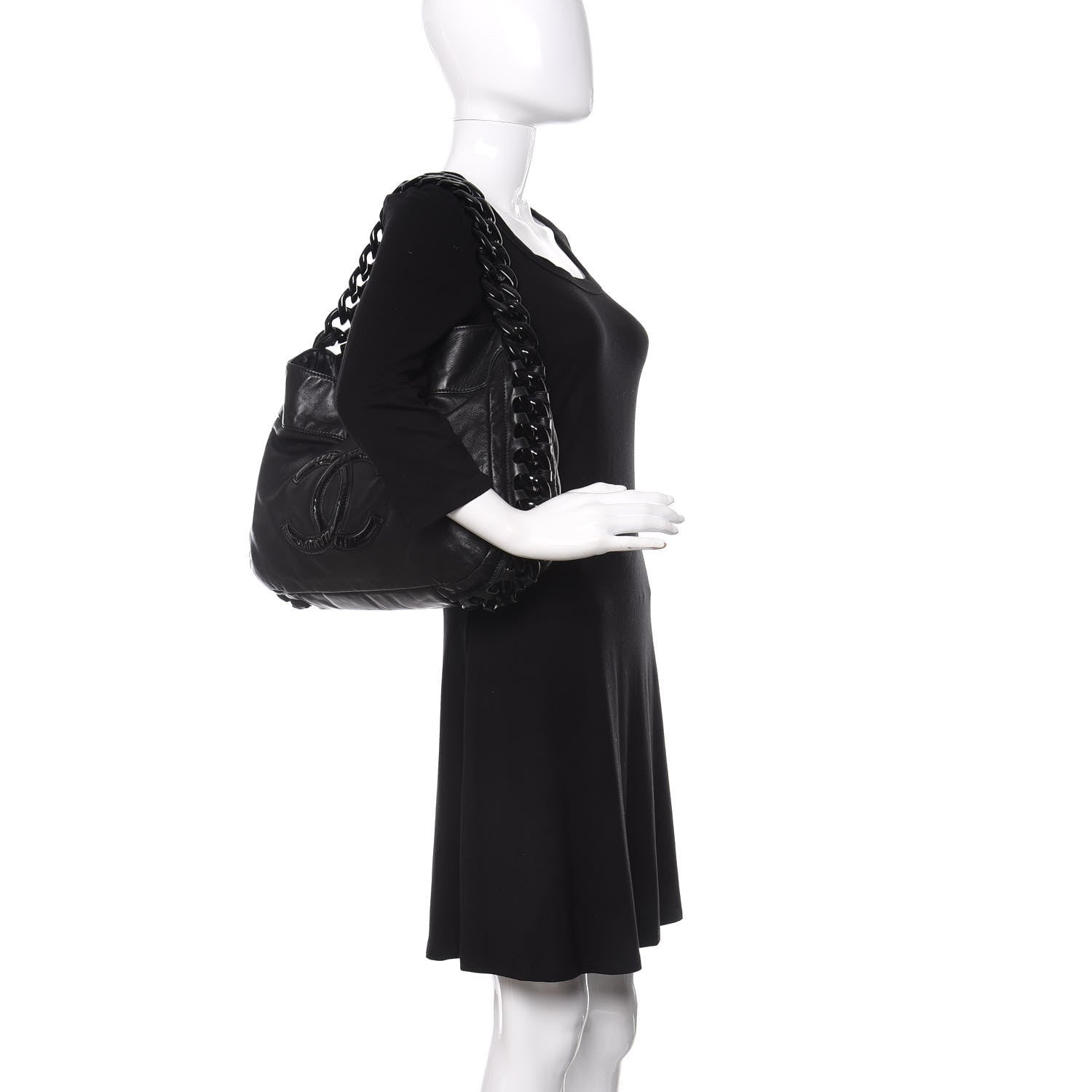 Chanel Calfskin Modern Chain Rhodoid Hobo Black 2 of 11