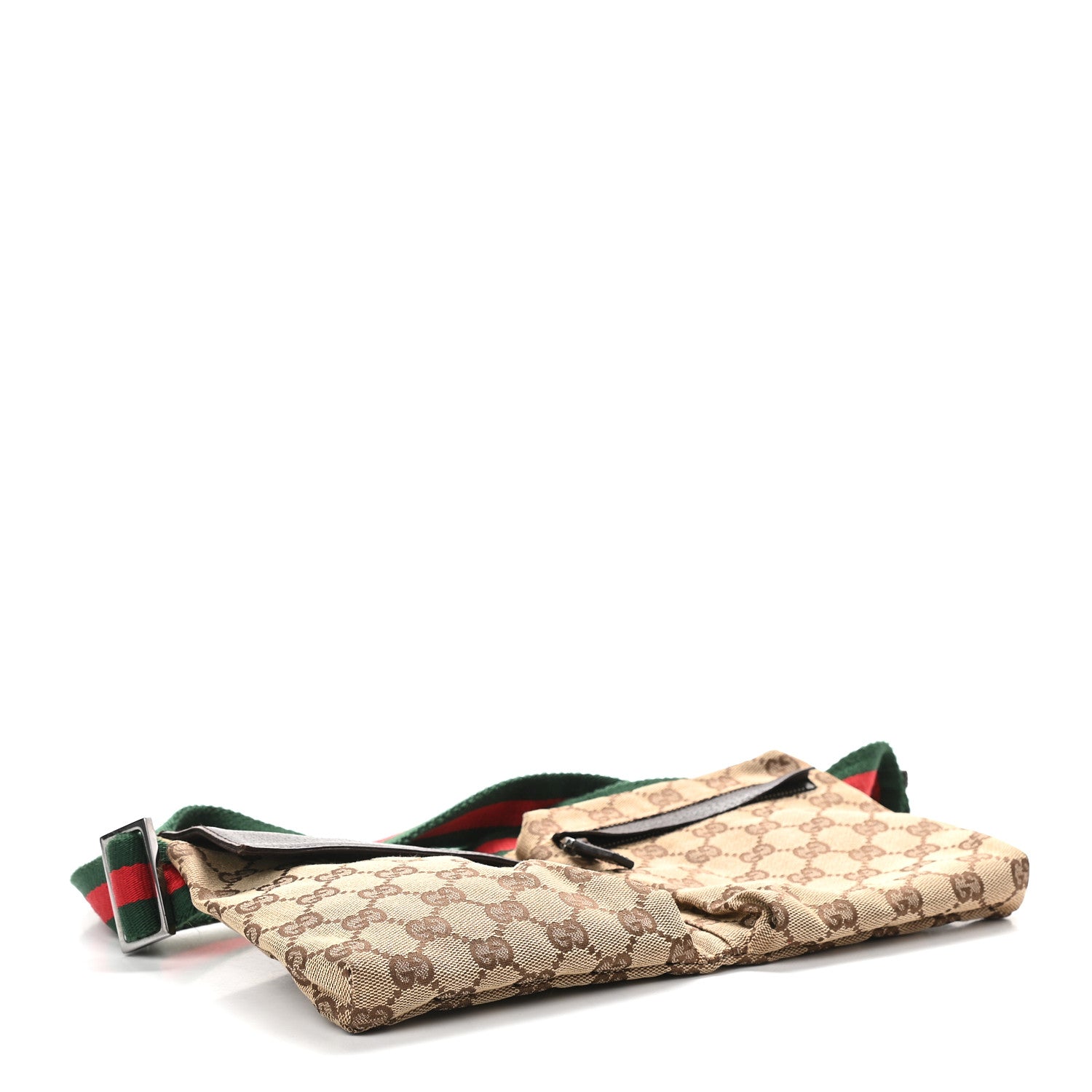 Gucci GG Monogram Web Double Pocket Belt Bag Dark Brown 3 of 7