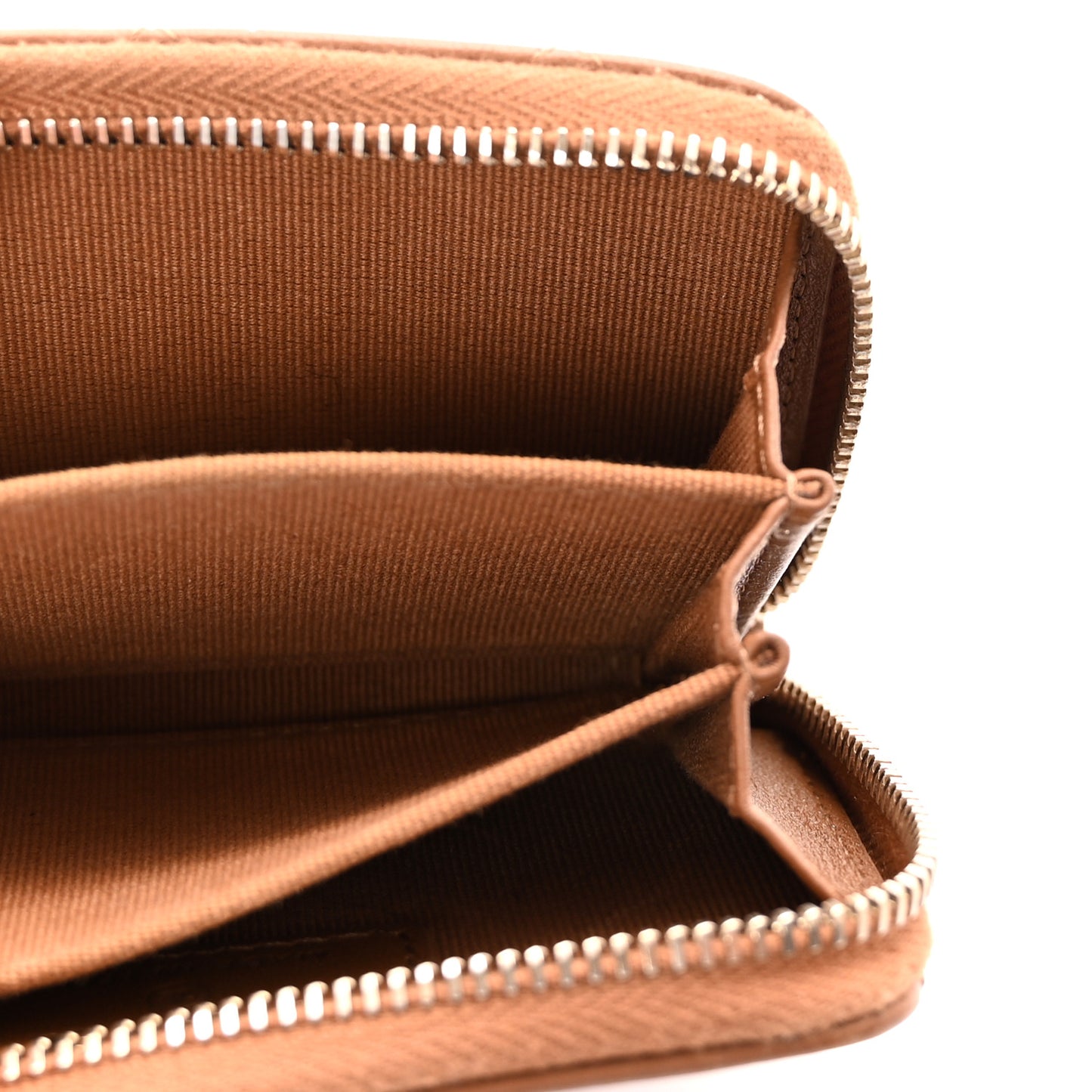 Lambskin Quilted Zip Around Coin Purse Wallet Brown