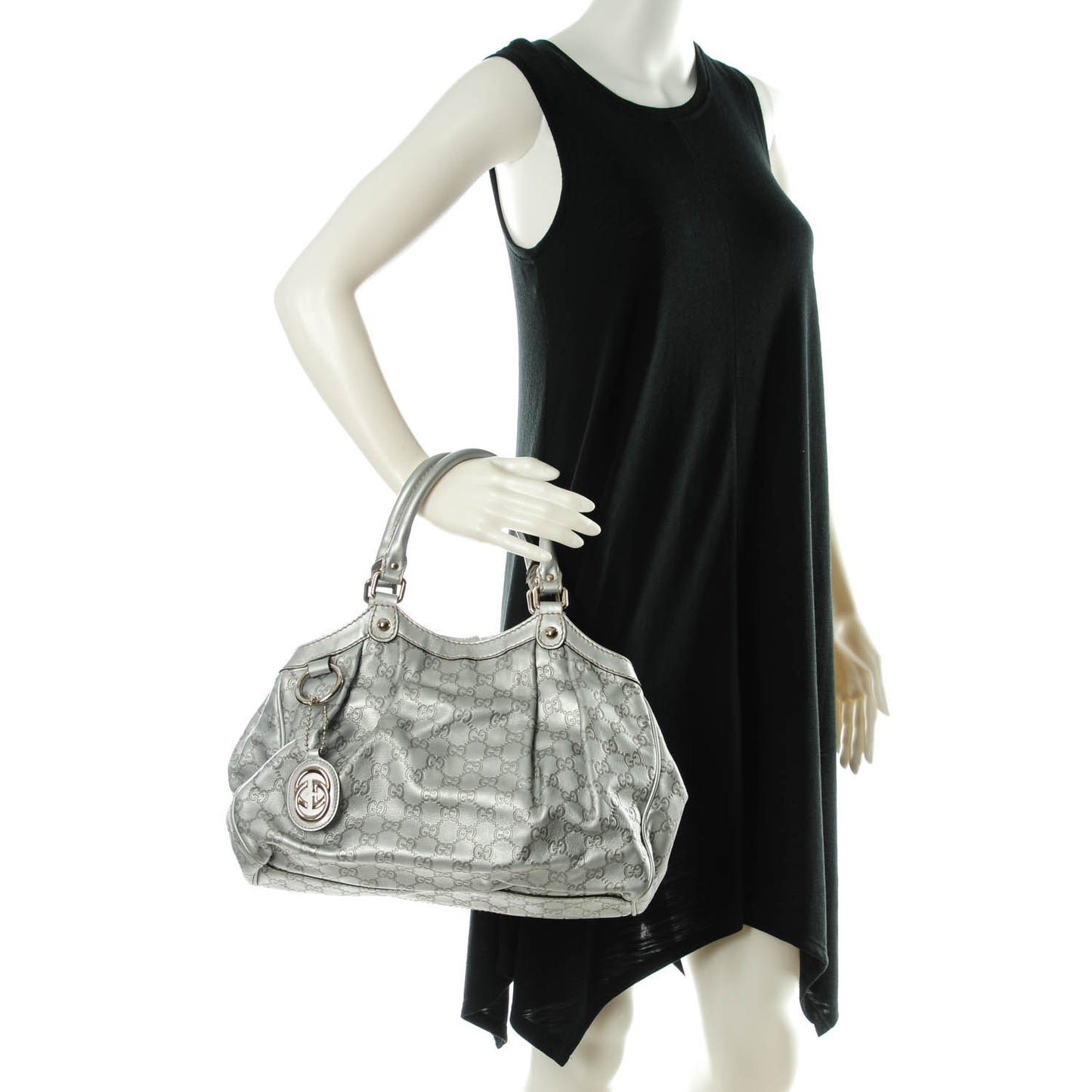 Guccissima Medium Sukey Tote Silver