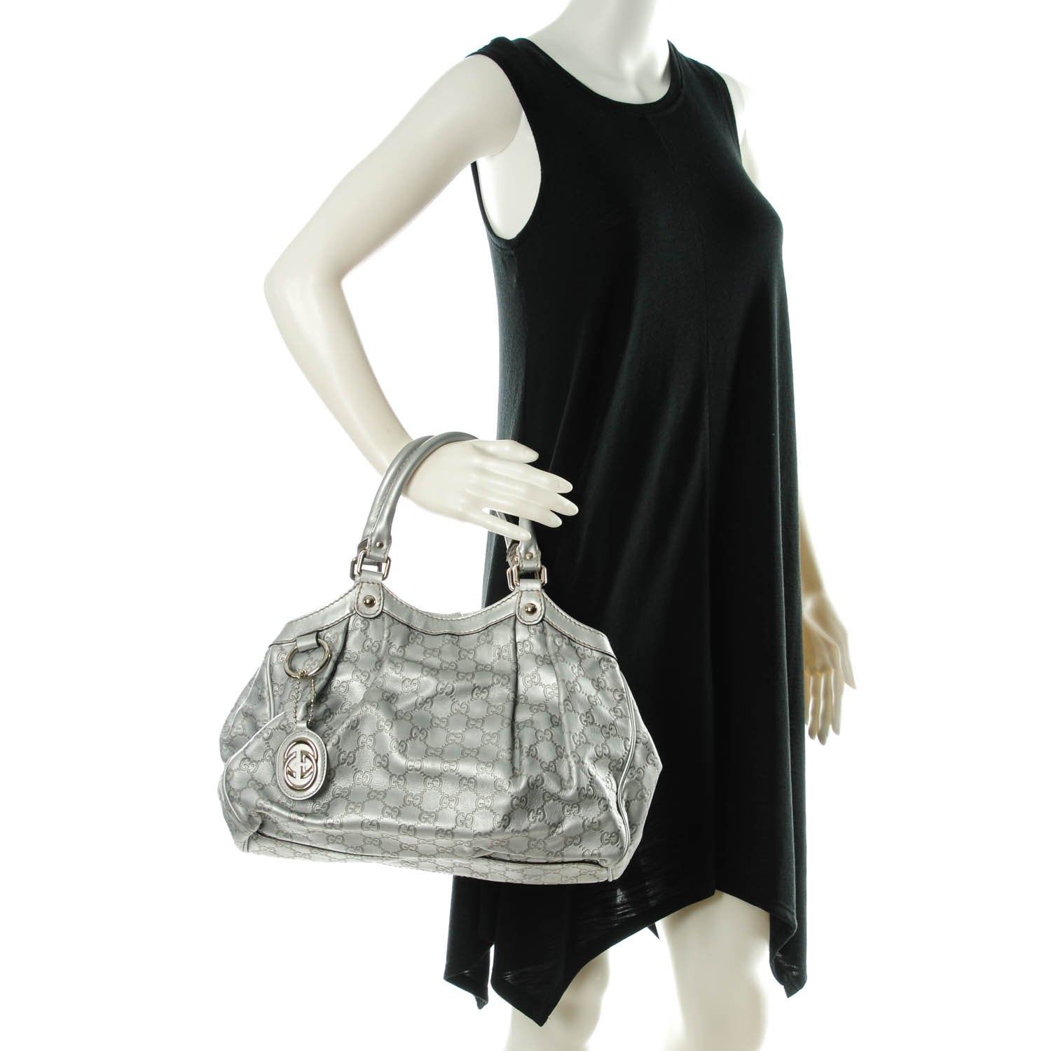 Gucci Guccissima Medium Sukey Tote Silver 2 of 7