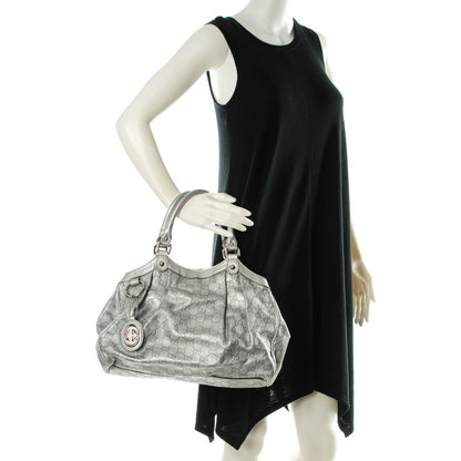 Gucci Guccissima Medium Sukey Tote Silver 2 of 7
