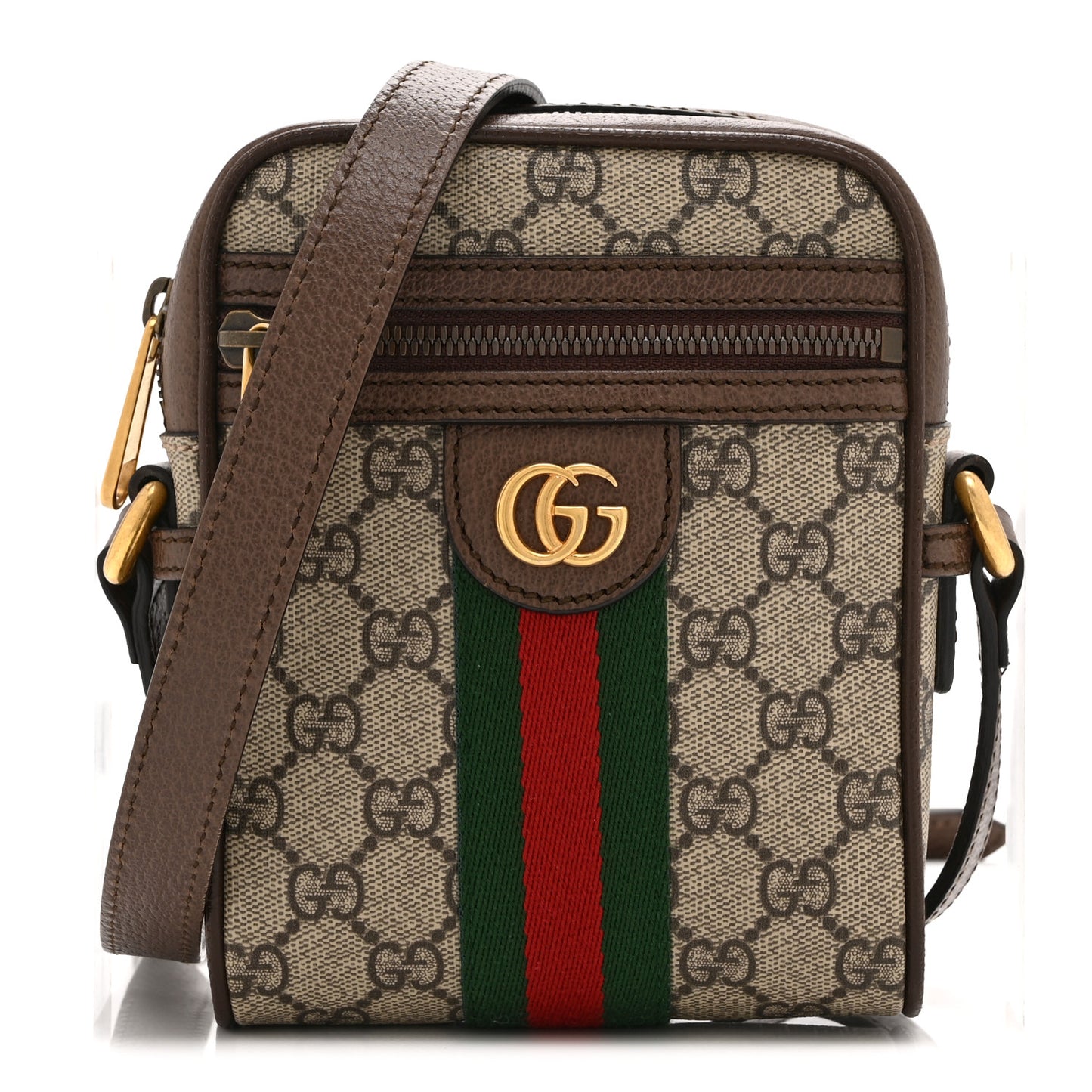 GG Supreme Monogram Web Mini Ophidia Messenger Brown
