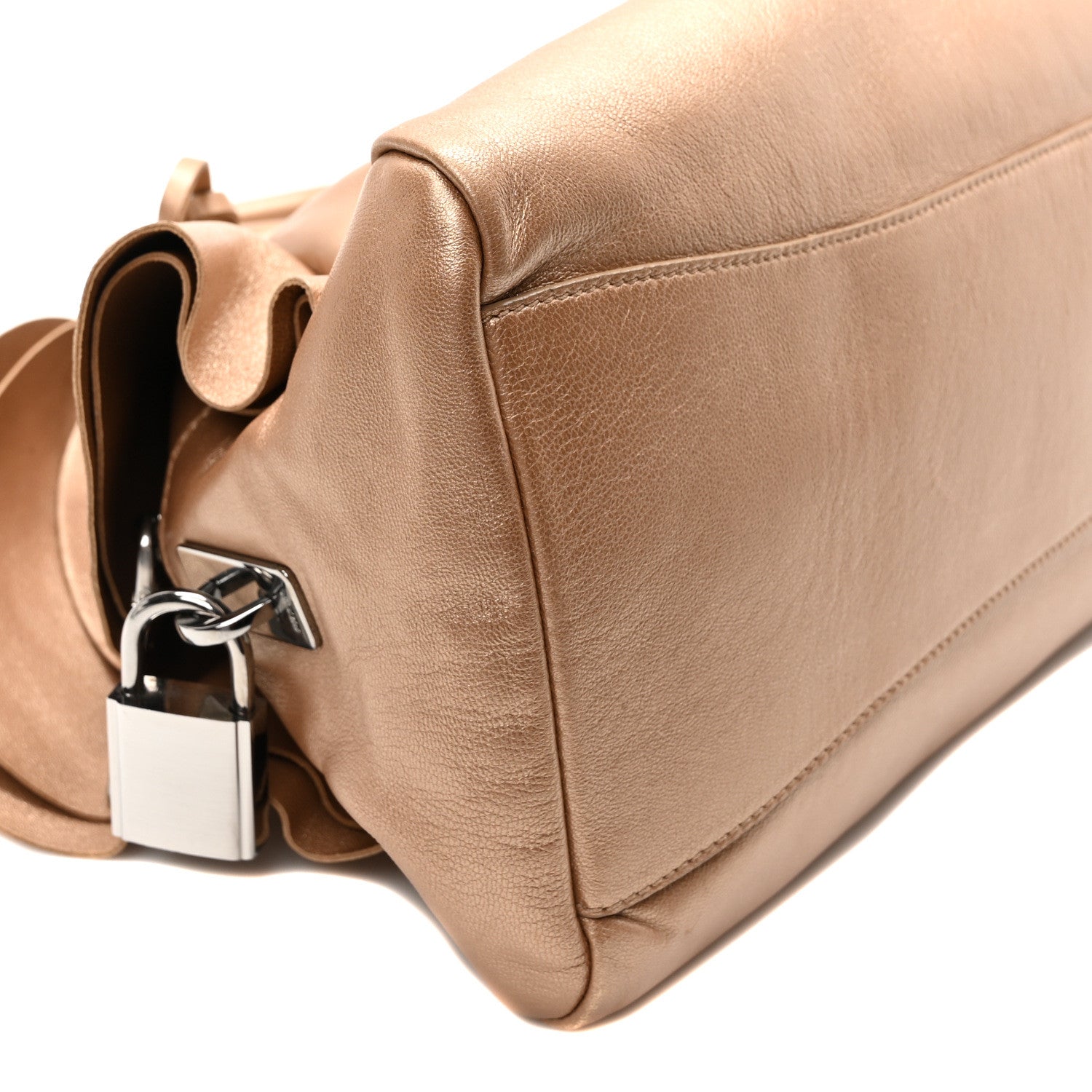 Prada Metallic Nappa Ruffle Bauletto Gold 8 of 9