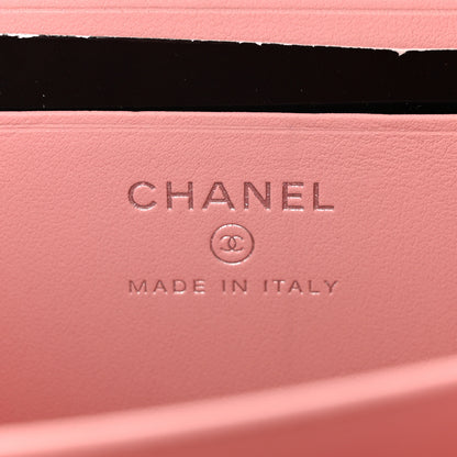 Chanel Caviar Quilted Striped CC Filigree Clutch With Chain Pink White 6 of 11