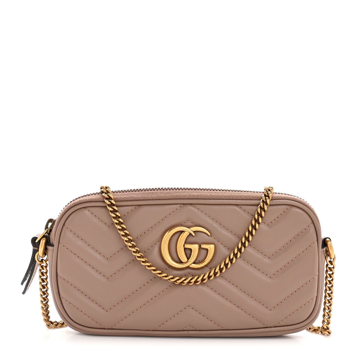 Calfskin Matelasse Mini GG Marmont Chain Crossbody Bag Porcelain Rose