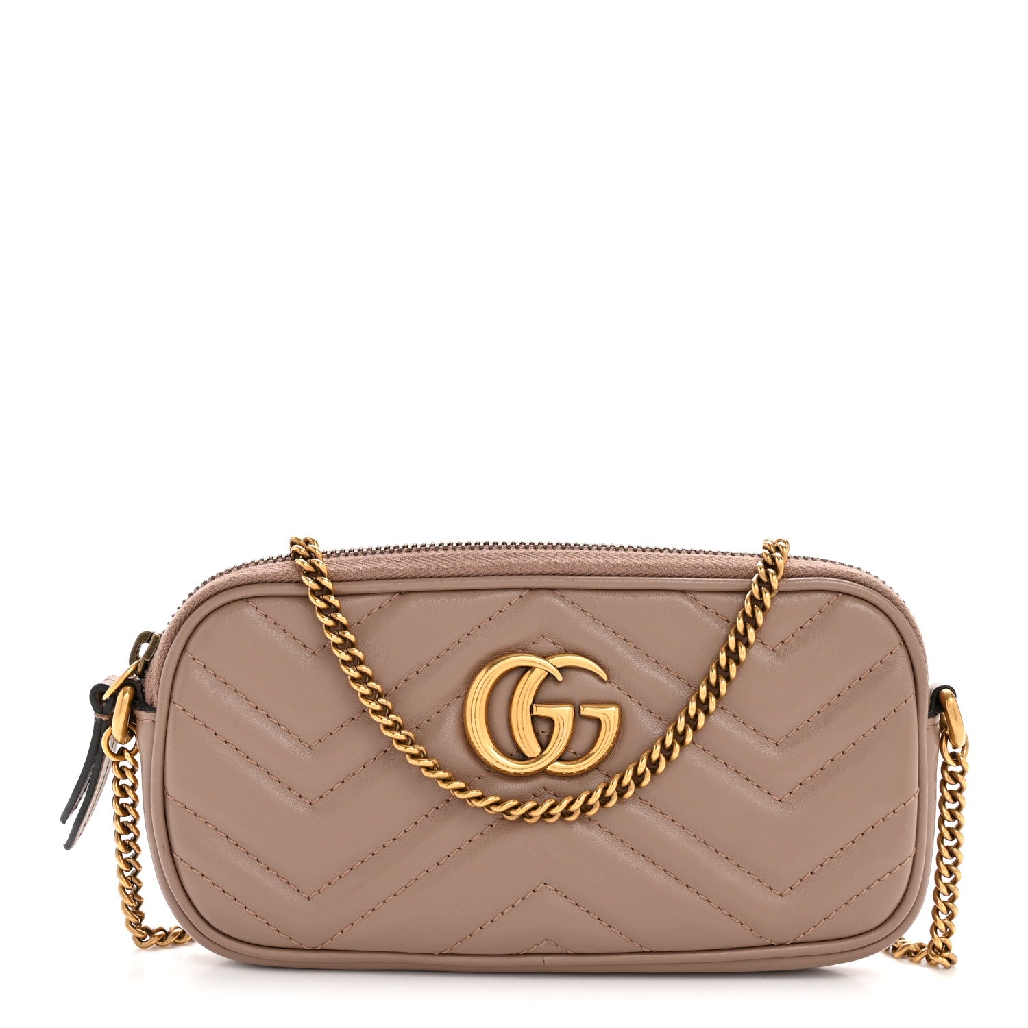 Gucci Calfskin Matelasse Mini GG Marmont Chain Crossbody Bag Porcelain Rose 1 of 12