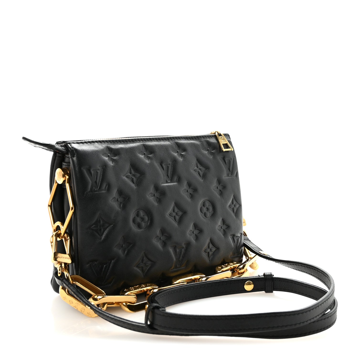 Louis Vuitton Lambskin Embossed Monogram Coussin BB Black 1864831