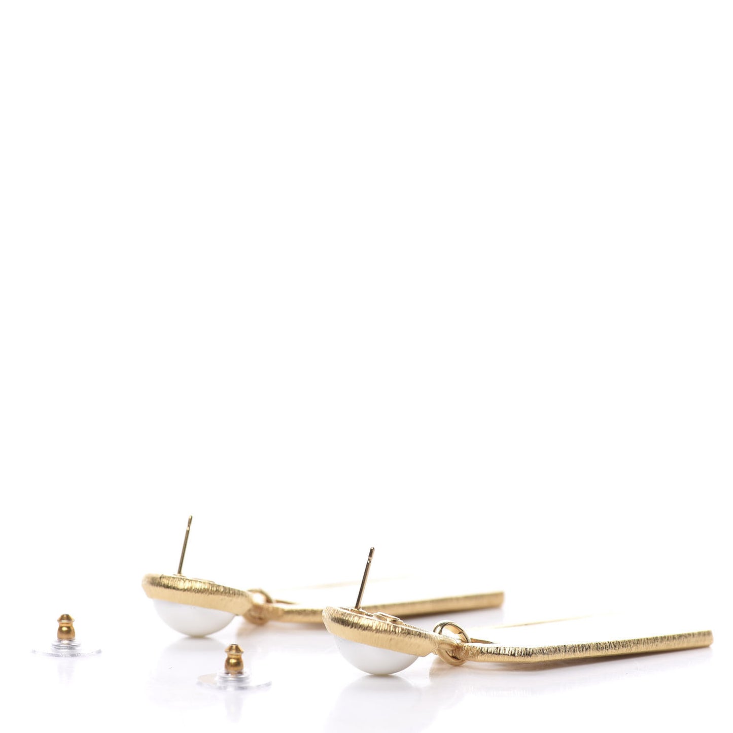 Pearl CC Tags Drop Earrings Gold