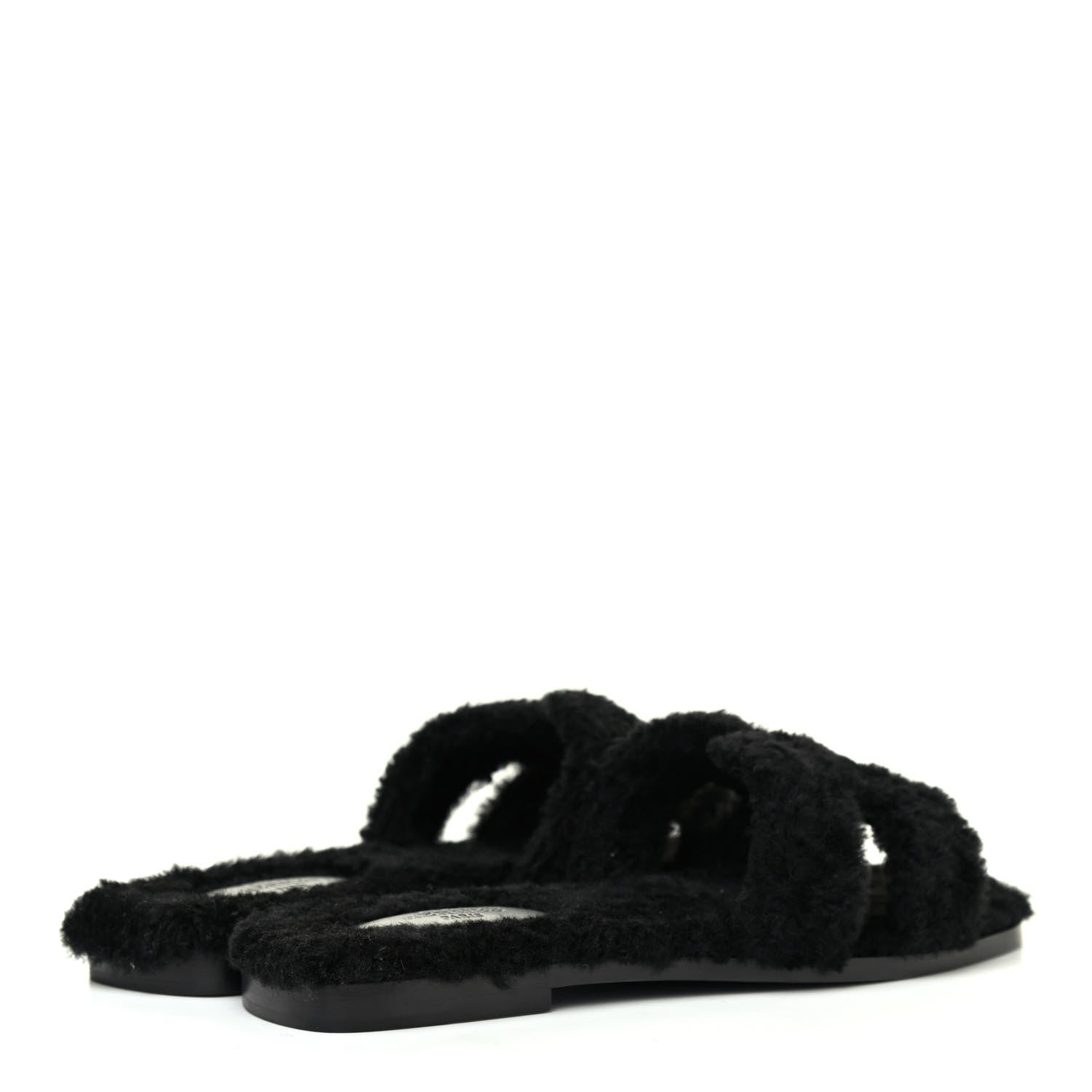 Hermes Woolskin Oran Sandals 38 Black 3 of 4
